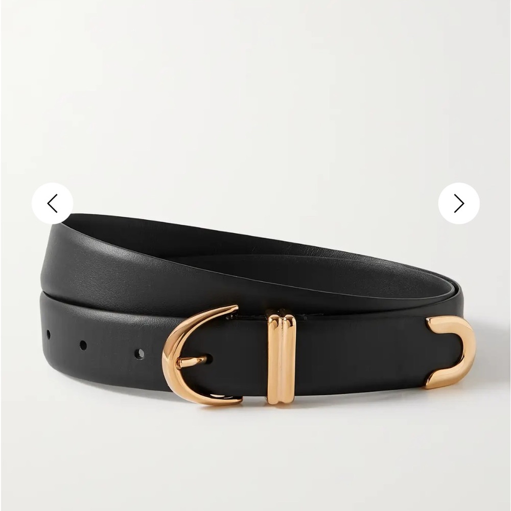 KHAITE Bambi Black Belt with Gold Accents